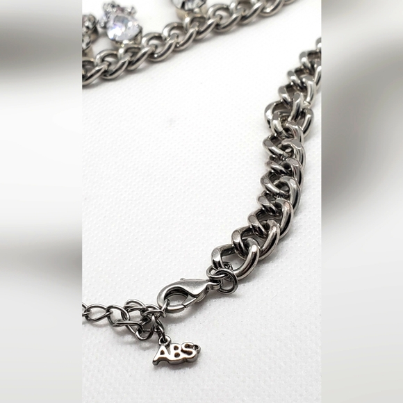 ABS Allen Schwartz - necklace-silver Metal -crystal/rhinestones-pre-owned - Picture 7 of 9